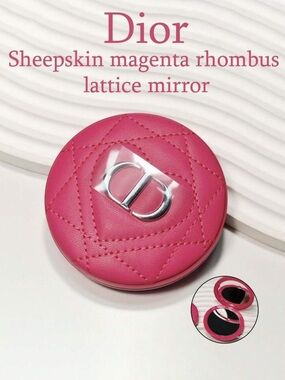Dior Magenta Quilted Sheepskin Compact Mirror with Silver CD Logo